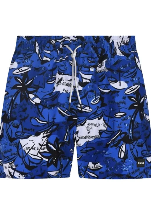 HUGO BOSS Willow swim shorts, heren zwembroek, middenblauw dessin