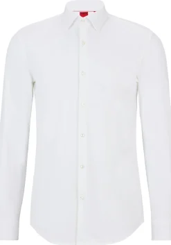 HUGO Kenno slim fit overhemd, tricot, wit