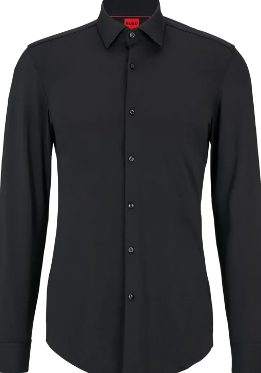 HUGO Kenno slim fit overhemd, tricot, zwart