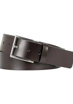 HUGO leren heren riem, donkerbruin