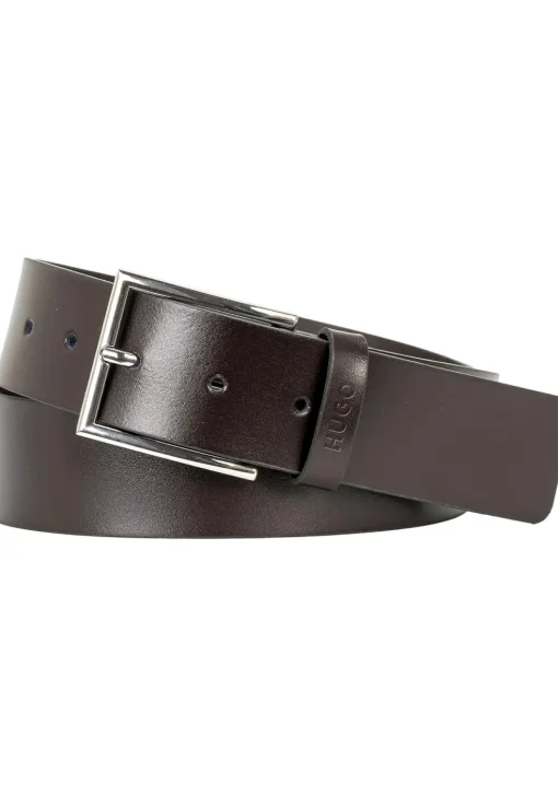 HUGO leren heren riem, donkerbruin