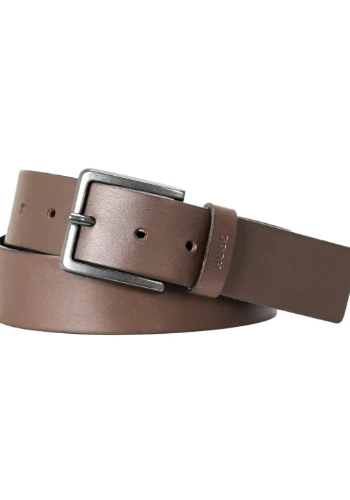 HUGO leren heren riem, donkerbruin