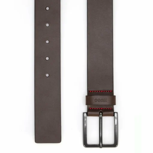 HUGO leren heren riem, donkerbruin