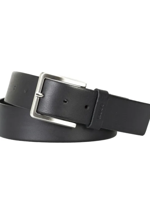 HUGO leren heren riem, zwart