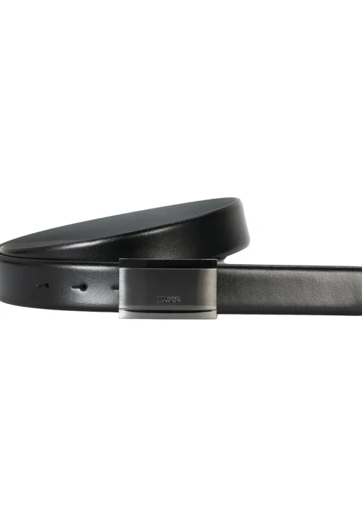 HUGO leren heren riem, zwart