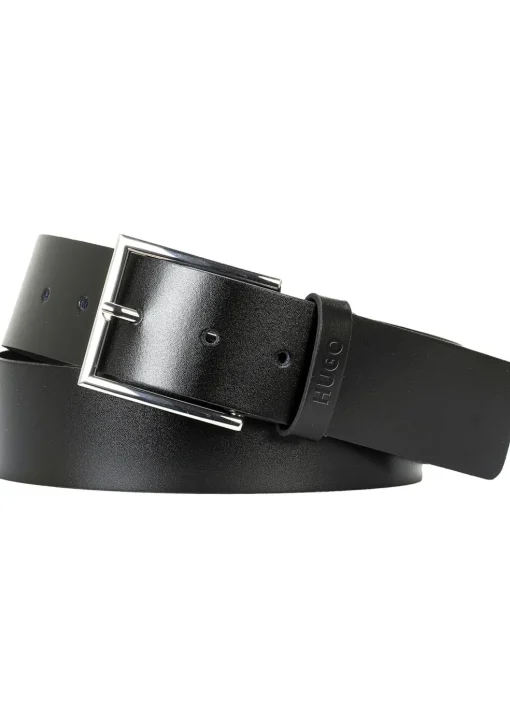 HUGO leren heren riem, zwart