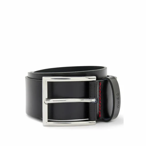 HUGO leren heren riem, zwart