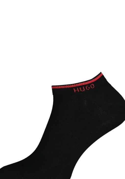 HUGO logo sokken (2-pack), heren enkelsokken, zwart