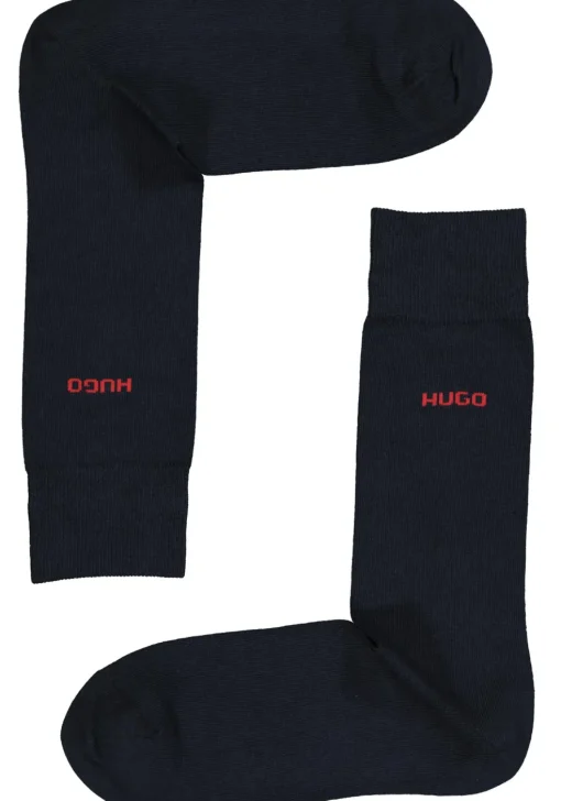 HUGO logo sokken (2-pack), herensokken katoen, donkerblauw