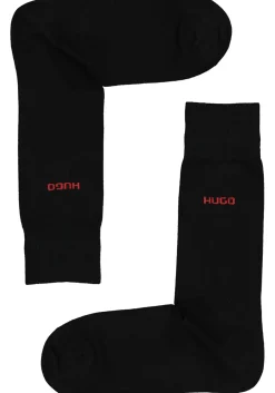 HUGO logo sokken (2-pack), herensokken katoen, zwart