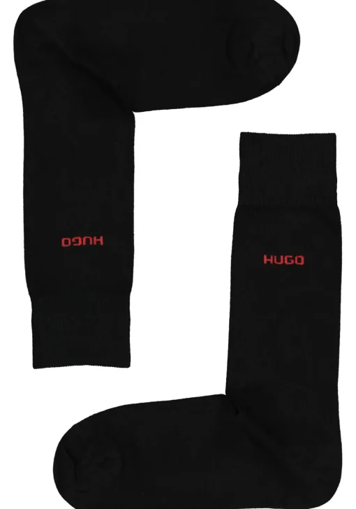 HUGO logo sokken (2-pack), herensokken katoen, zwart