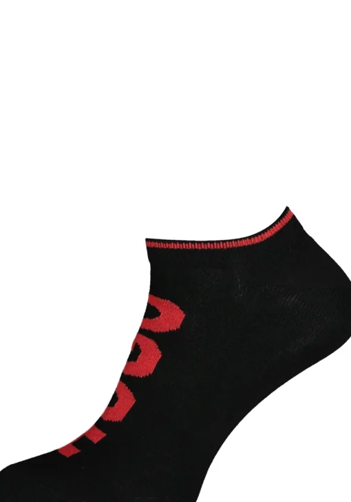 HUGO logo sokken (2-pack), heren enkelsokken, zwart