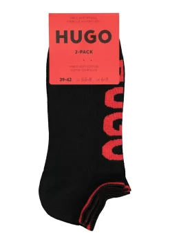 HUGO logo sokken (2-pack), heren enkelsokken, zwart