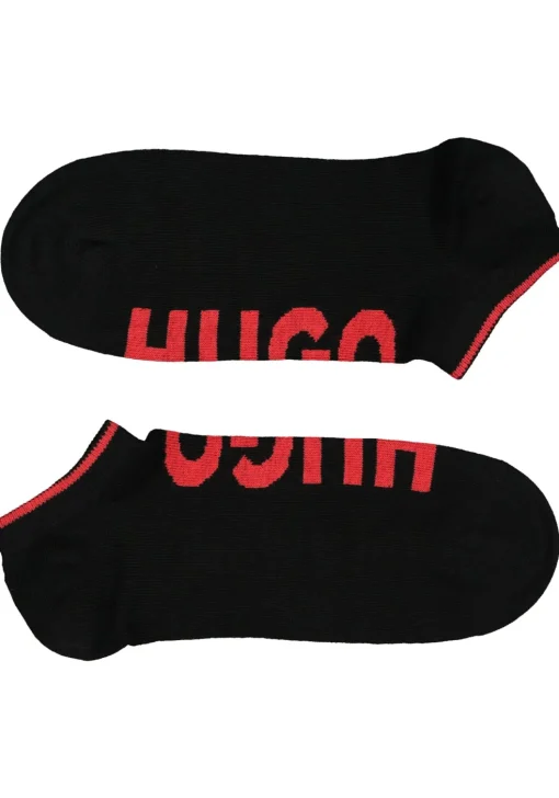 HUGO logo sokken (2-pack), heren enkelsokken, zwart