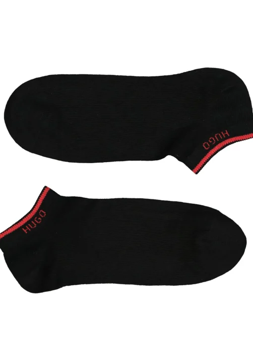 HUGO logo sokken (2-pack), heren enkelsokken, zwart