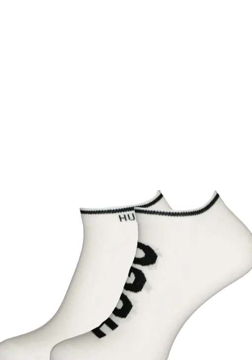 HUGO logo sokken (2-pack), unisex enkelsokken, wit