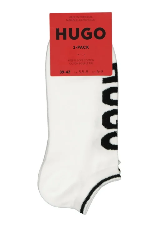 HUGO logo sokken (2-pack), unisex enkelsokken, wit