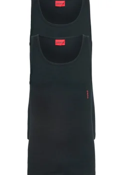 HUGO stretch tanktops slim fit (2-pack), heren singlets O-hals, zwart