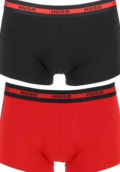 HUGO trunks (2-pack), heren boxers kort, rood, zwart