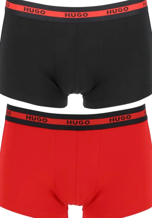 HUGO trunks (2-pack), heren boxers kort, rood, zwart