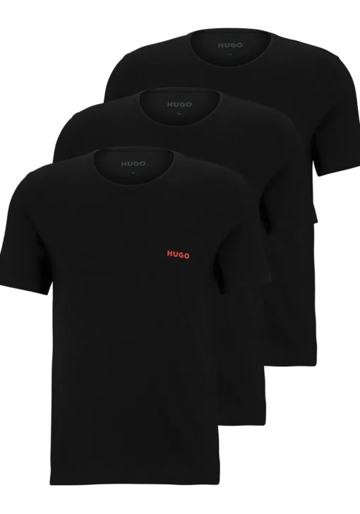 HUGO T-shirts regular fit (3-pack), heren T-shirts O-hals, zwart
