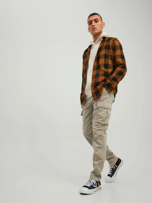 JACK & JONES Ace Tucker Cargoa loose fit, heren cargo broek, beige