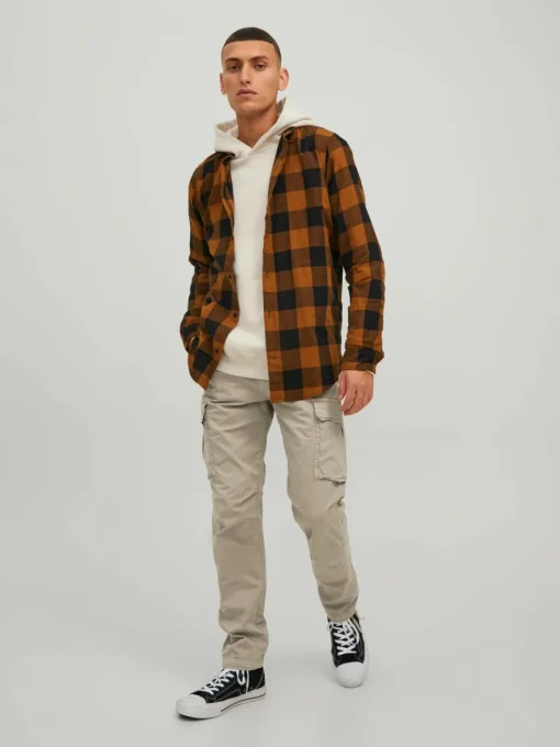JACK & JONES Ace Tucker Cargoa loose fit, heren cargo broek, beige
