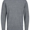 JACK & JONES Basic knit crew neck slim fit, heren pullover katoen met O-hals, blauw samen met offwhite
