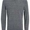 JACK & JONES Basic knit v-neck slim fit, heren pullover katoen met V-hals, blauw samen met offwhite