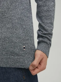 JACK & JONES Basic knit v-neck slim fit, heren pullover katoen met V-hals, blauw samen met offwhite