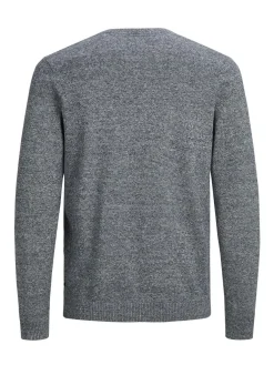 JACK & JONES Basic knit v-neck slim fit, heren pullover katoen met V-hals, blauw samen met offwhite