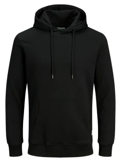 JACK & JONES Basic sweat hood regular fit, heren hoodie katoenmengsel met capuchon, zwart