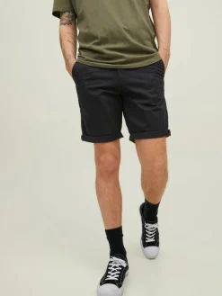 JACK & JONES Bowie Shorts Solid regular fit, heren chino korte broek, zwart
