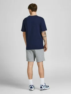 JACK & JONES Bradley Sweat Shorts loose fit, heren joggingbroek kort, lichtgrijs melange