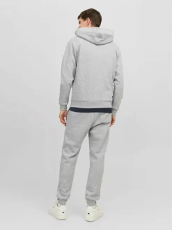 JACK & JONES Bradley sweat zip hood regular fit, heren sweatvest katoenmengsel met capuchon, lichtgrijs melange