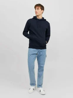 JACK & JONES Bradley sweat hood regular fit, heren hoodie katoenmengsel met capuchon, blauw