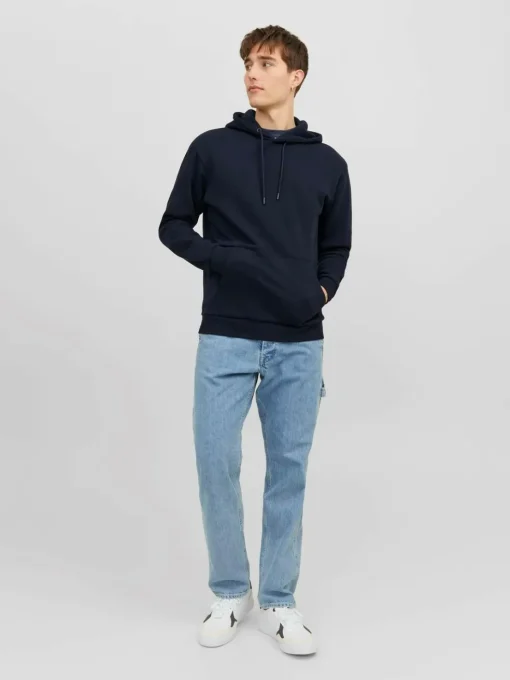 JACK & JONES Bradley sweat hood regular fit, heren hoodie katoenmengsel met capuchon, blauw