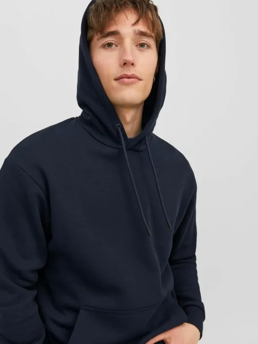 JACK & JONES Bradley sweat hood regular fit, heren hoodie katoenmengsel met capuchon, blauw