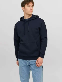 JACK & JONES Bradley sweat hood regular fit, heren hoodie katoenmengsel met capuchon, blauw