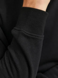JACK & JONES Bradley sweat half zip regular fit, heren schipperstrui katoenmengsel met opstaande boord, zwart