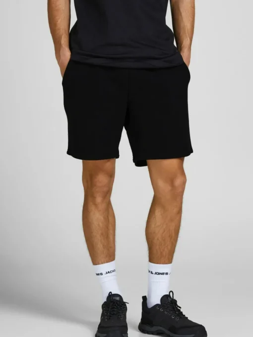 JACK & JONES Bradley Sweat Shorts loose fit, heren joggingbroek kort, zwart