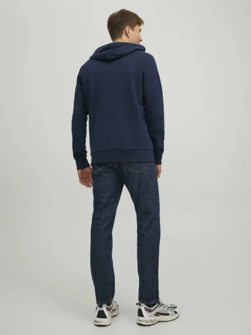 JACK & JONES Corp logo sweat hood regular fit, heren hoodie katoenmengsel met capuchon, blauw grote print
