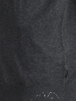 JACK & JONES Emil knit crew neck slim fit, heren pullover viscosemengsel met O-hals, donkergrijs melange