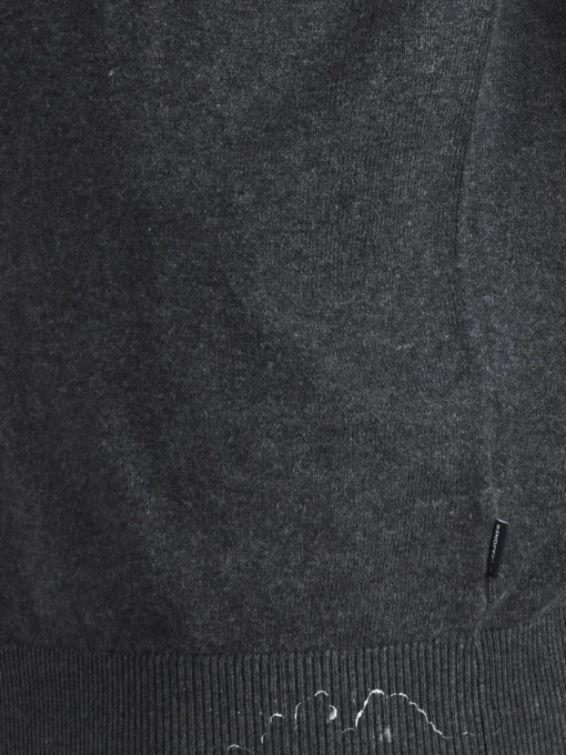 JACK & JONES Emil knit crew neck slim fit, heren pullover viscosemengsel met O-hals, donkergrijs melange