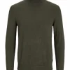 JACK & JONES Emil knit roll neck slim fit, heren pullover viscosemengsel met col, groen melange