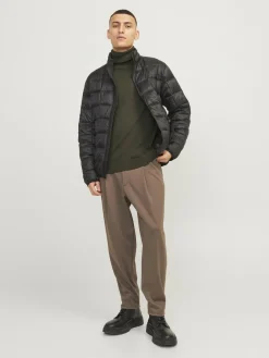 JACK & JONES Emil knit roll neck slim fit, heren pullover viscosemengsel met col, groen melange