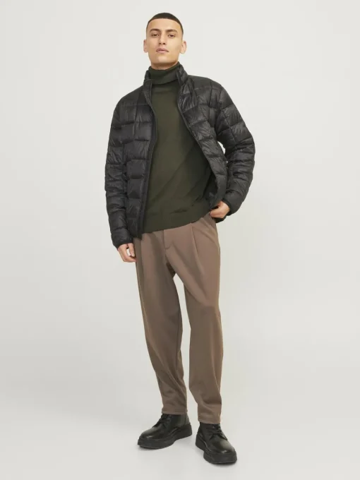 JACK & JONES Emil knit roll neck slim fit, heren pullover viscosemengsel met col, groen melange
