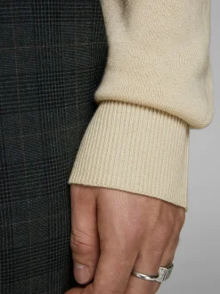 JACK & JONES Emil knit roll neck slim fit, heren pullover viscosemengsel met col, beige melange