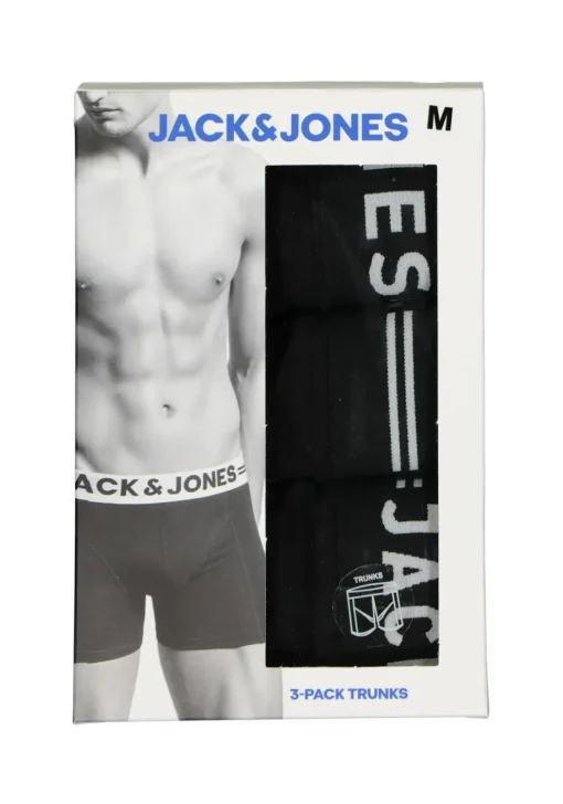 Jack & Jones heren boxers Sense trunks (3-pack), zwart met zwarte band