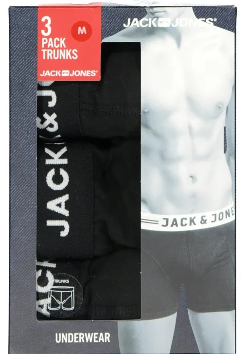 Jack & Jones heren boxers Jacanthony trunks (3-pack), zwart